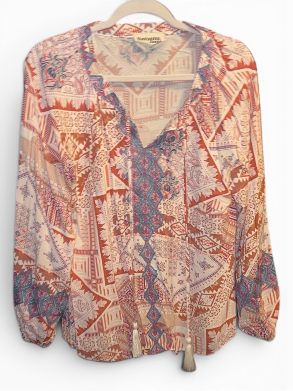 Savanna Jane Lg Multicolor Patterned Top